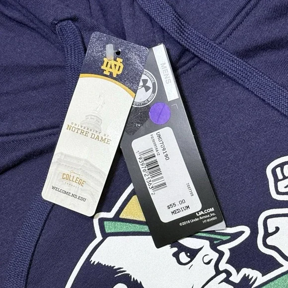 Notre Dame Fighting Irish Men's M Loose Fit Navy Graphic NCAA Pullover Hoodie - Picture 4 of 11